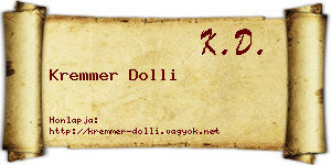 Kremmer Dolli névjegykártya